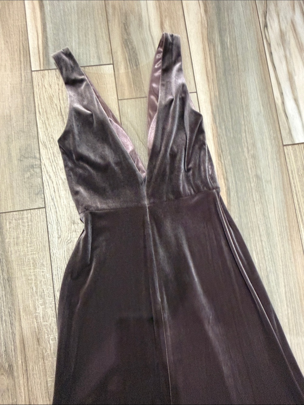 NWT Jenny Yoo Velvet Maxi Gown in Vintage Plum - Picture 5 of 10